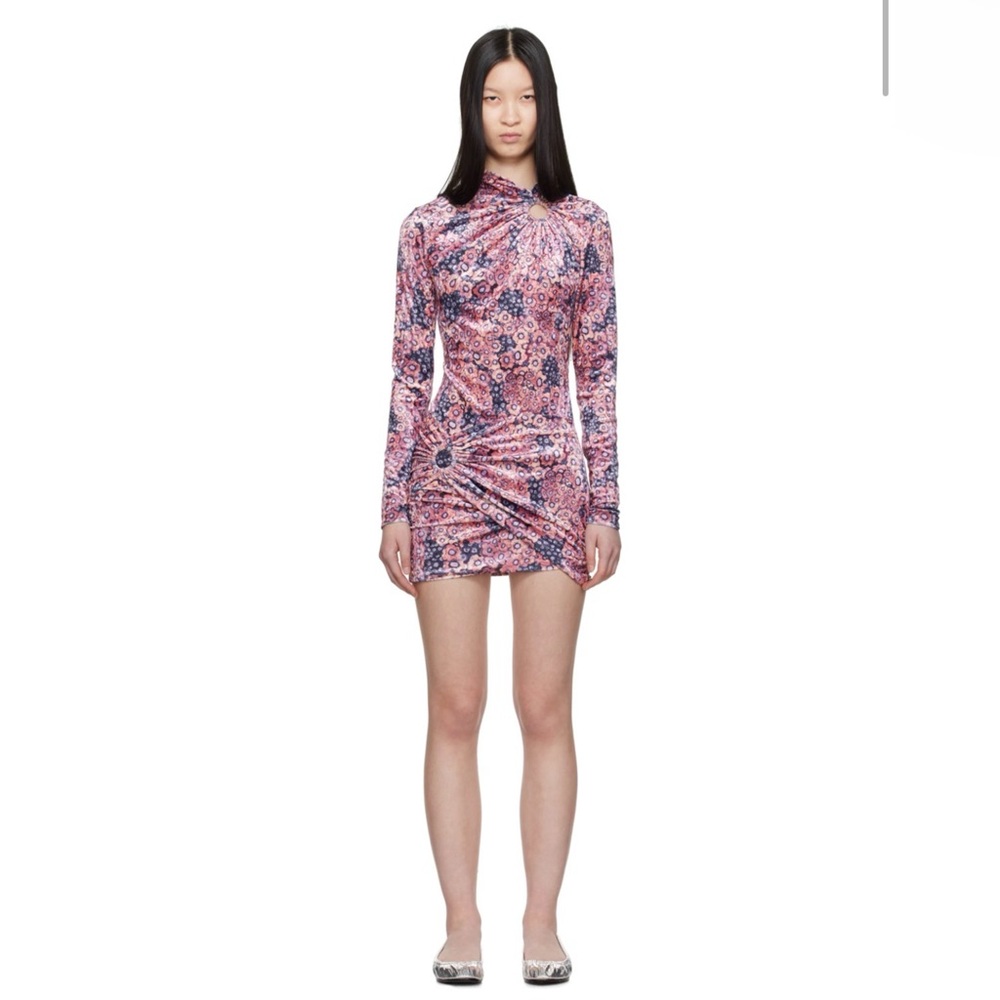 Havana Dress in Antik Pink MARANT ETOILE Antik Pink Floral Pink Long Sleeve Sz S